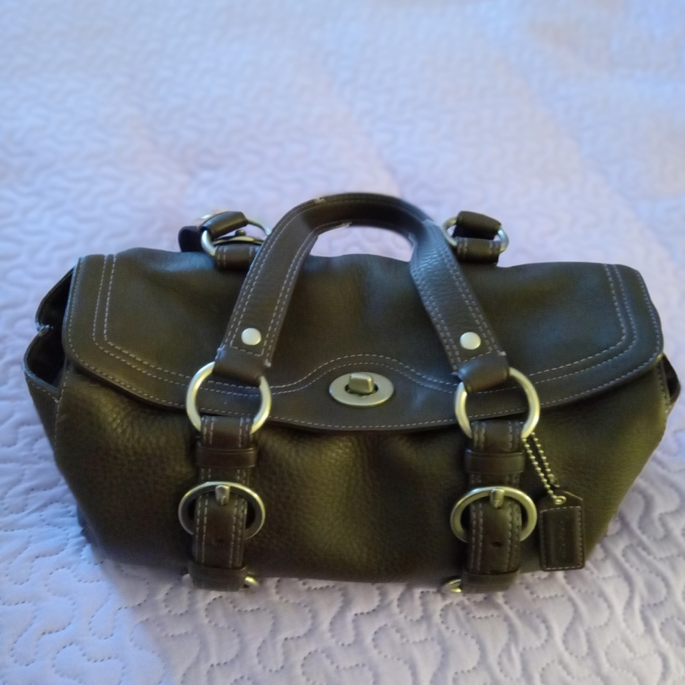 Brown leather coach bag